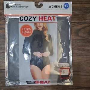 32 Degrees Cozy Heat Women's Long Sleeve Mock Neck Bodysuit - Black